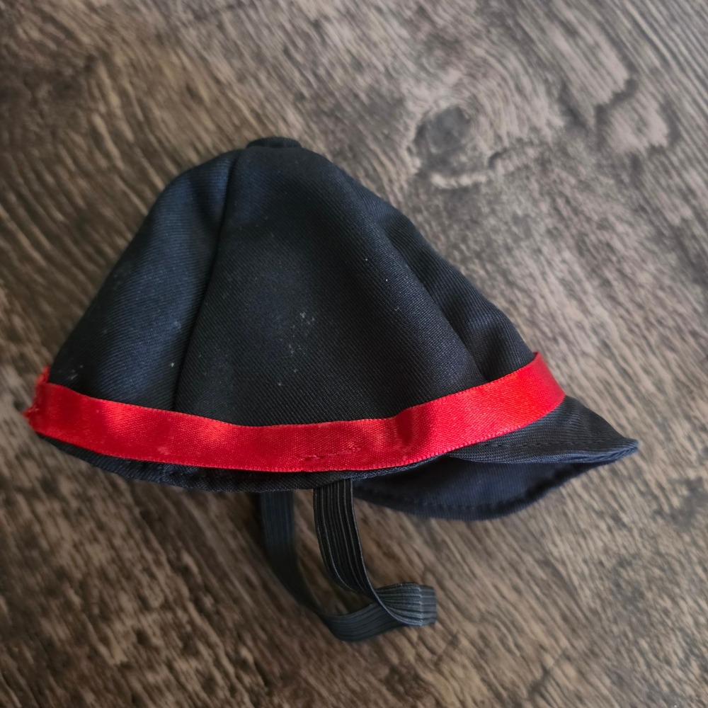 American Girl Riding Hat Doll Size Black‎ Red Trim Equestrian Helmet Accessory